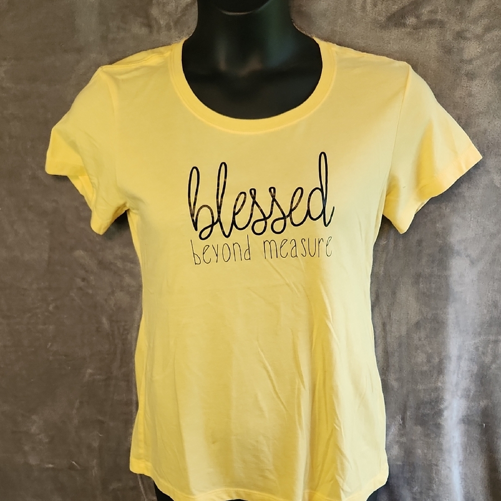 Yellow Graphic Tee - Blessed Beyond Measure